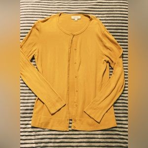Merona Mustard Yellow Button Up Light Sweater Size Large